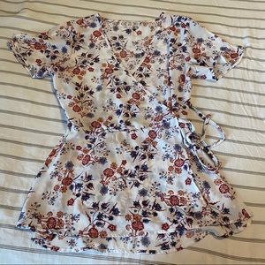 Pink Rose floral wrap top